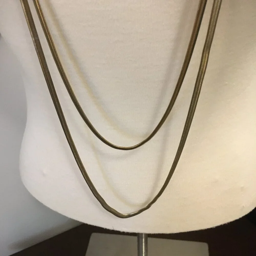 VTG Y2K Double Snake Chain Necklace - Extra Long Slinky Knotted Statement Piece - Picture 3 of 8